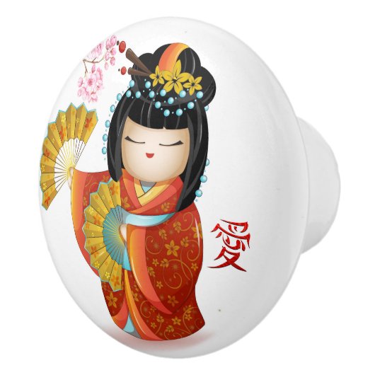 Japanse Kokeshi Love Doll Keramische Knop (Rechts)
