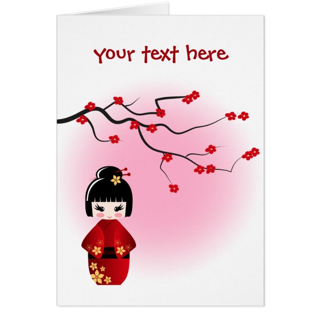 Japanse kokeshi-pop bij sakura blossom (Voorkant)