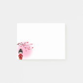 Japanse kokeshi-pop bij sakura blossom post-it® notes (Voorkant)