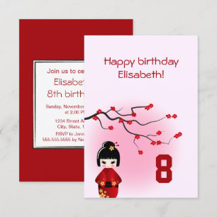 Japanse kokeshi pop bij sakura meisje kinderen ver kaart