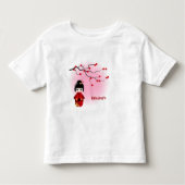 Japanse kokeshi pop bij sakura naam meisje shirt (Voorkant)