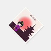 Japanse kokeshi-pop bij tempel tijdens het zonsond servet (Hoek)