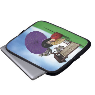 Japanse Kokeshi-pop Cherrykbloesem-kunst Laptop Sleeve