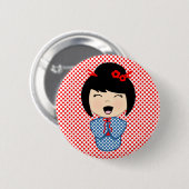 Japanse Kokeshi-pop Doll Knop Ronde Button 5,7 Cm (Voorkant /achterkant)