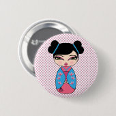 Japanse Kokeshi-pop Doll Knop Ronde Button 5,7 Cm (Voorkant /achterkant)