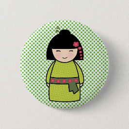 Japanse Kokeshi-pop met knoop Ronde Button 5,7 Cm