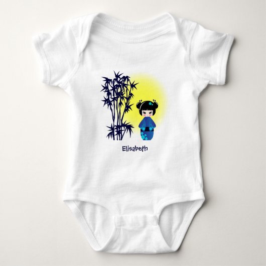 Japanse kokeshi-pop noem shirt voor baby-meisjes (Voorkant)
