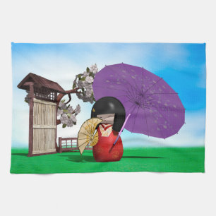 Japanse Kokeshi-pop Nurseriesieradatering Theedoek