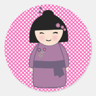 Japanse Kokeshi-pop sticker