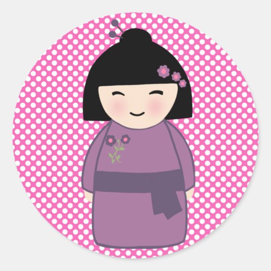 Japanse Kokeshi-pop sticker (Voorkant)