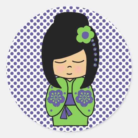 Japanse Kokeshi-pop sticker (Voorkant)