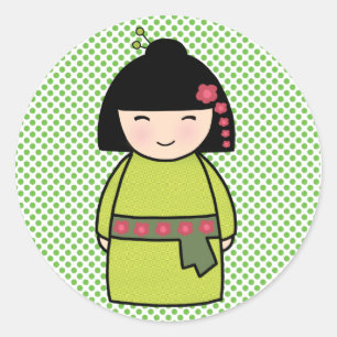 Japanse Kokeshi-pop Sticker