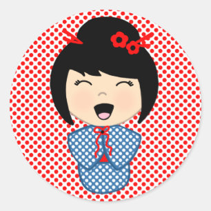 Japanse Kokeshi-pop Sticker