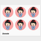 Japanse Kokeshi-pop Sticker (Vel)