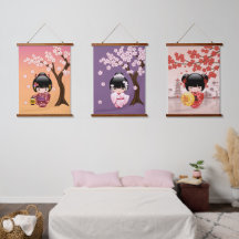 Japanse Kokeshi-poppen - Geisha-meisjes set van 3