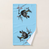 Japanse kraai en kersenbloesems Bad Handdoek (Handdoek)