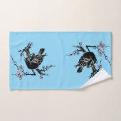 Japanse kraai en kersenbloesems Bad Handdoek (Handdoek)