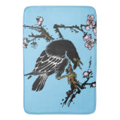  Japanse kraai en kersenbloesems Badmat (Voorkant Verticaal)