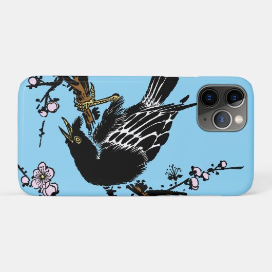 Japanse kraai en kersenbloesems Case-Mate iPhone Case (Achterkant (horizontaal))