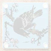  Japanse kraai en kersenbloesems Glazen Onderzetter (Achterkant)