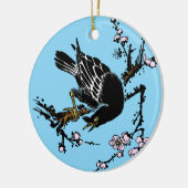  Japanse kraai en kersenbloesems Keramisch Ornament (Links)