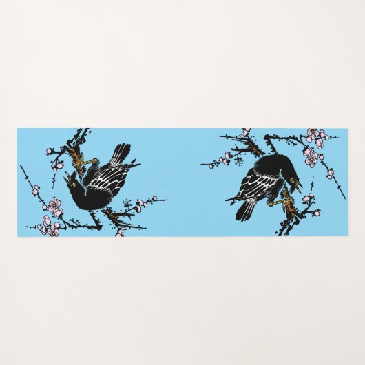  Japanse kraai en kersenbloesems Yogamat (Achterkant (horizontaal))