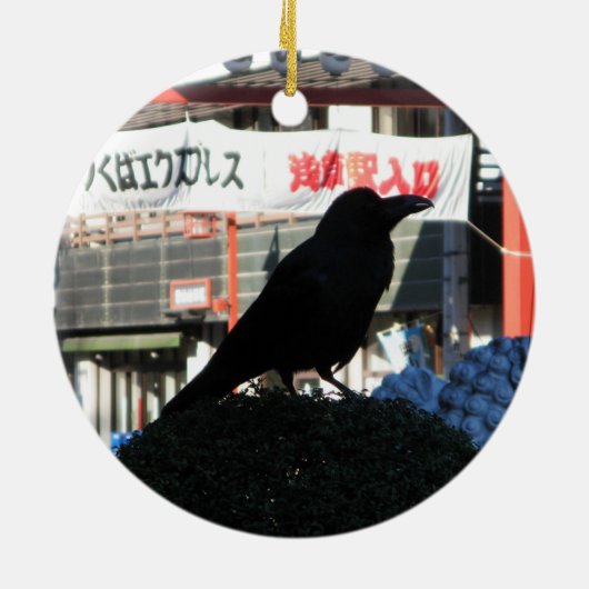 Japanse Kraai Keramisch Ornament (Achterkant)