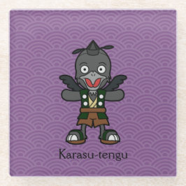 Japanse Kraai Tengu: Cartoon Yokai Glazen Onderzetter