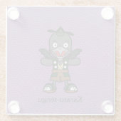 Japanse Kraai Tengu: Cartoon Yokai Glazen Onderzetter (Achterkant)