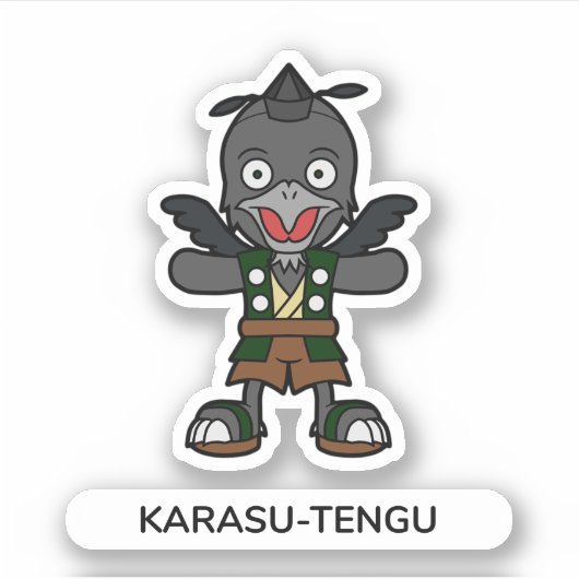 Japanse kraai Tengu Yokai Sticker (Voorkant)