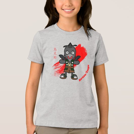 Japanse kraai Tengu Yokai Tri-Blend Shirt (Voorkant)