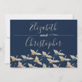 Japanse kraan blauwe bruiloft bewaart de datum save the date (Voorkant)