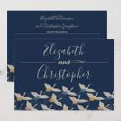 Japanse kraan  blauwe bruiloft bewaart de datum save the date (Voorkant / Achterkant)