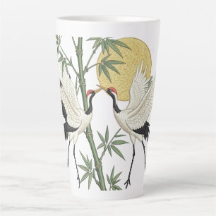 Japanse Kraan Borduurwerk Bamboe Zonsopgang cadeau Latte Mok