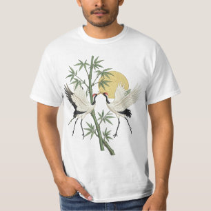 Japanse Kraan Borduurwerk Bamboe Zonsopgang cadeau T-shirt