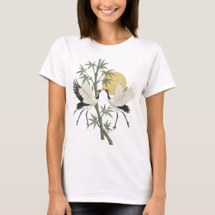 Japanse Kraan Borduurwerk Bamboe Zonsopgang cadeau T-shirt