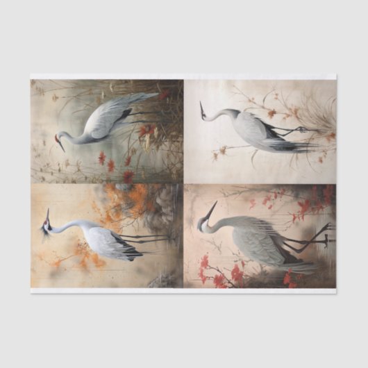 Japanse kraan Collage 1 Decoupage papier (Voorkant)