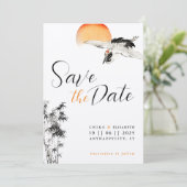 Japanse kraan en bamboe bruiloft Save the Date (Staand voorkant)