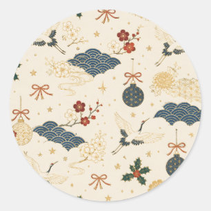 Japanse Kraan en Golf Christmas Stickers