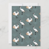 Japanse kraan & gingko verlaat bruiloft kaart (Achterkant)