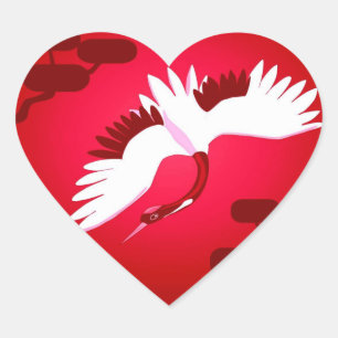 Japanse kraan hart sticker