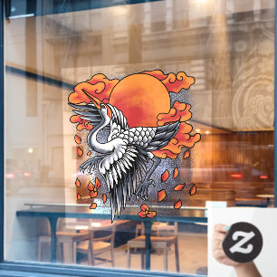 Japanse Kraan Illustratie Restaurantgevel Raamsticker