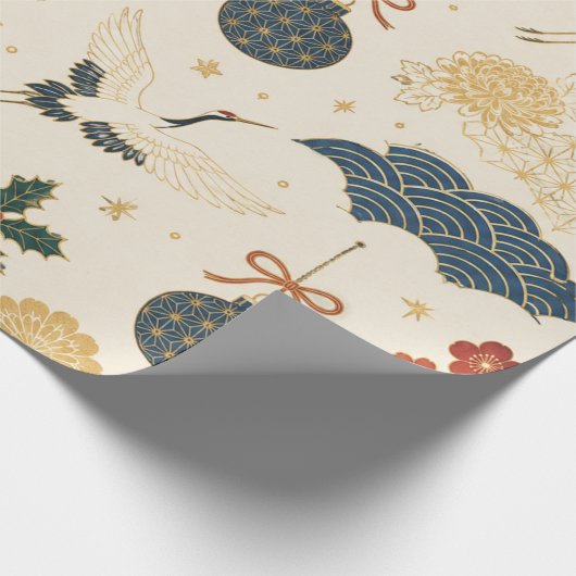 Japanse Kraan Kerst Inpakpapier (Hoek)