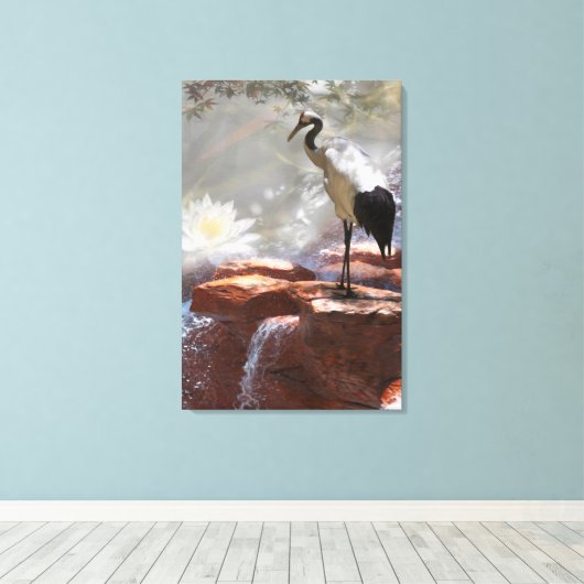 Japanse kraan "Langlevendigheid" Canvas Afdruk (Insitu (Houten vloer))