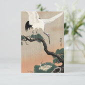 Japanse kraan op tak van dennen door Ohara Koson Bedankkaart (Staand voorkant)