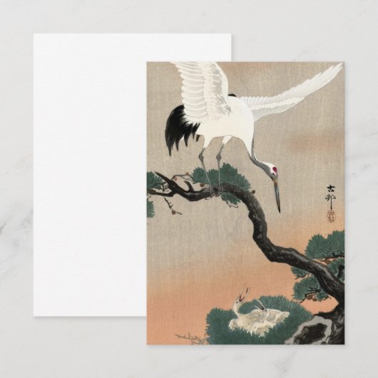 Japanse kraan op tak van dennen door Ohara Koson Bedankkaart (Voorkant / Achterkant)