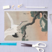 Japanse kraan op tak van dennen door Ohara Koson Tissuepapier (Craft)