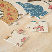 Japanse Kraan Sakura Patroon Legpuzzel (Zijkant)