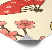 Japanse Kraan Sakura Patroon Poster – Traditioneel (Hoek)