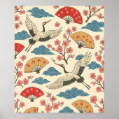 Japanse Kraan Sakura Patroon Poster – Traditioneel (Voorkant)